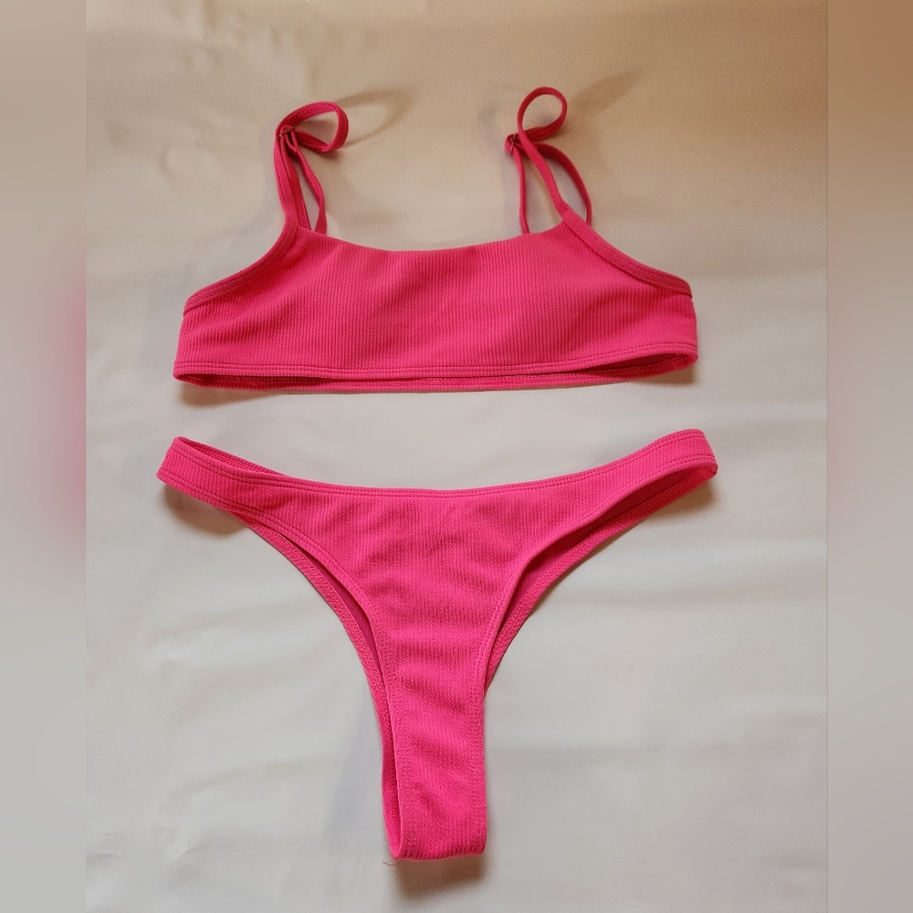Sunny Bunny Top Size Small Bottom Size Med Hot Pink Olivia Bikini Ribbed